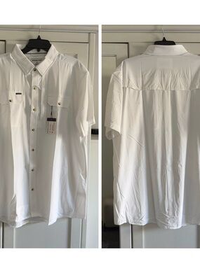 Poncho The Salty Dog Short Sleeve Shirt in White Men's Size XXL Slim Fit